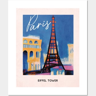 Paris Eiffel Tower Old Travel Poster Retro Wall Art Illustration Posters and Art